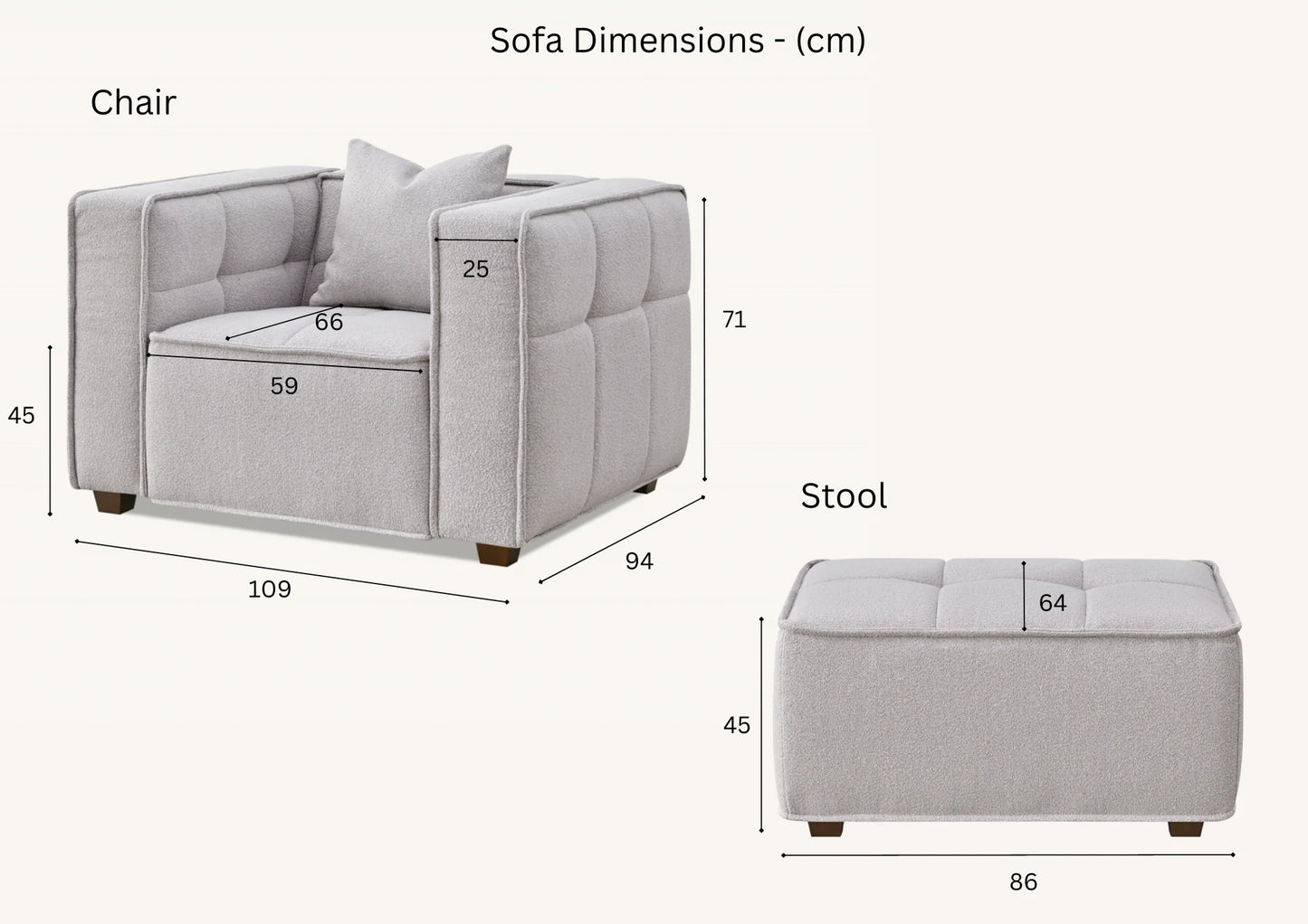 The Corbin Sofa Range in Putty Boucle Fabric