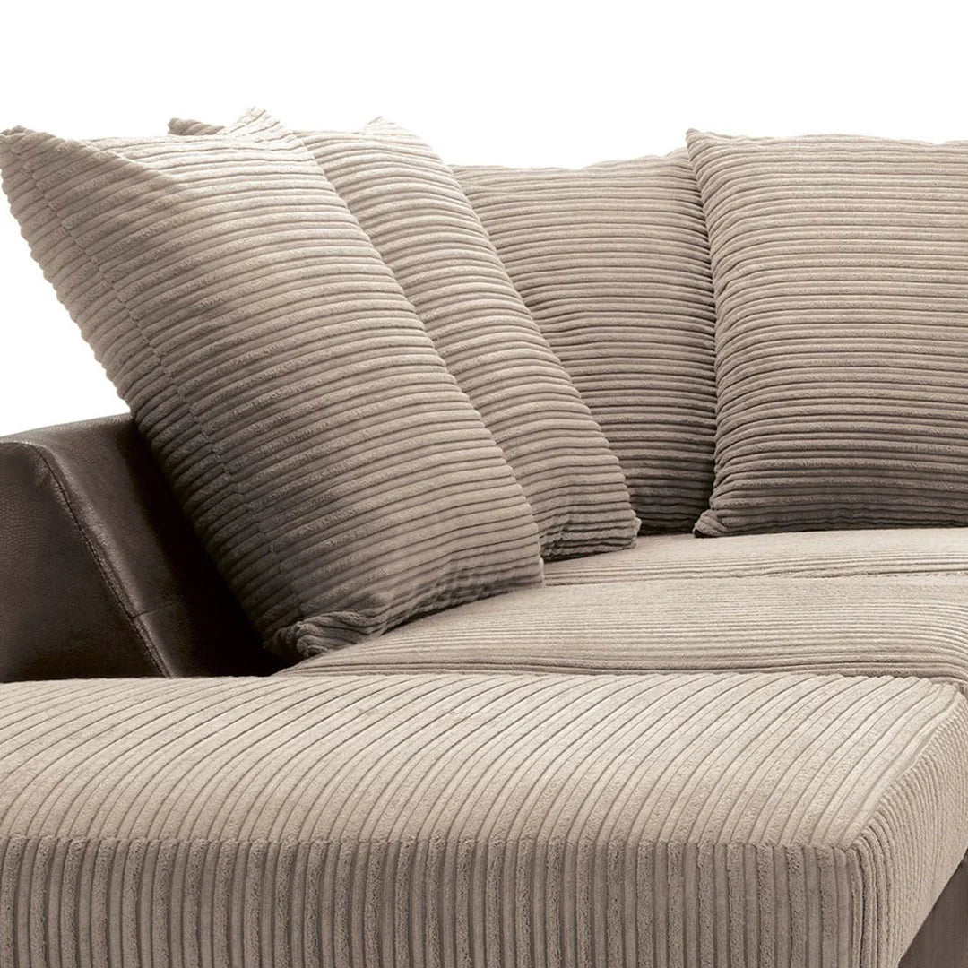 Dino Corner Beige & Brown Cord Sofa