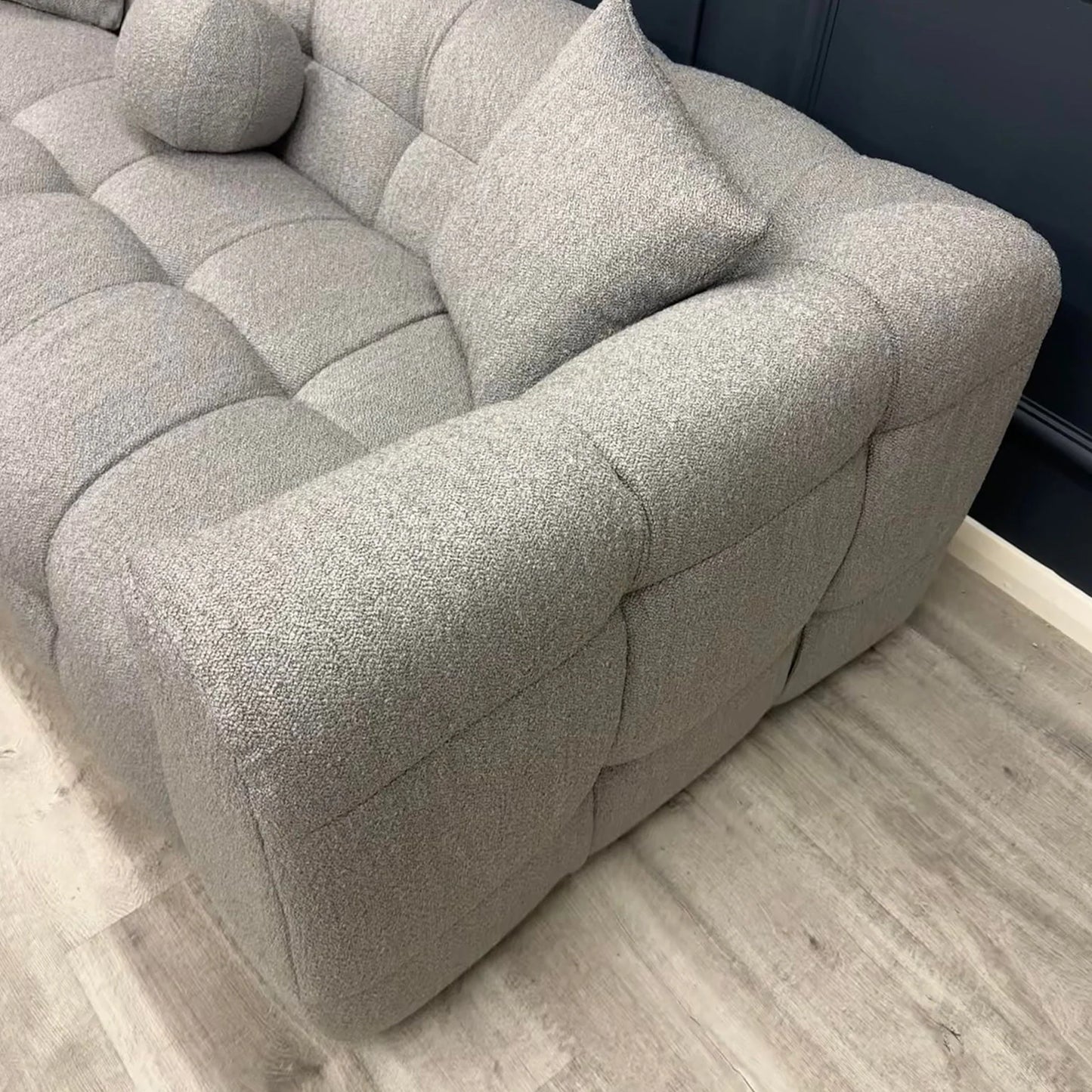 The Luna 3 Seater Sofa in Grey Boucle