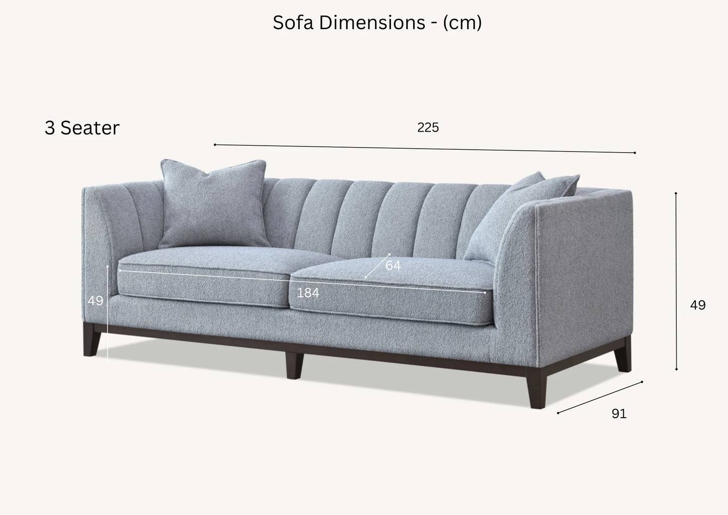The Isla 3 Seater Sofa in Dolphin Boucle