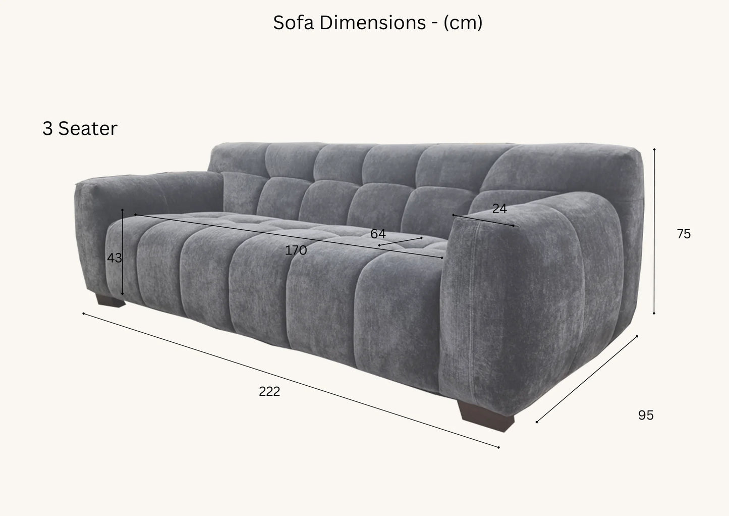 The Cassian Sofa Range in Steel Velvet