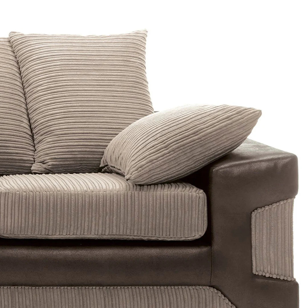 Dino Corner Beige & Brown Cord Sofa