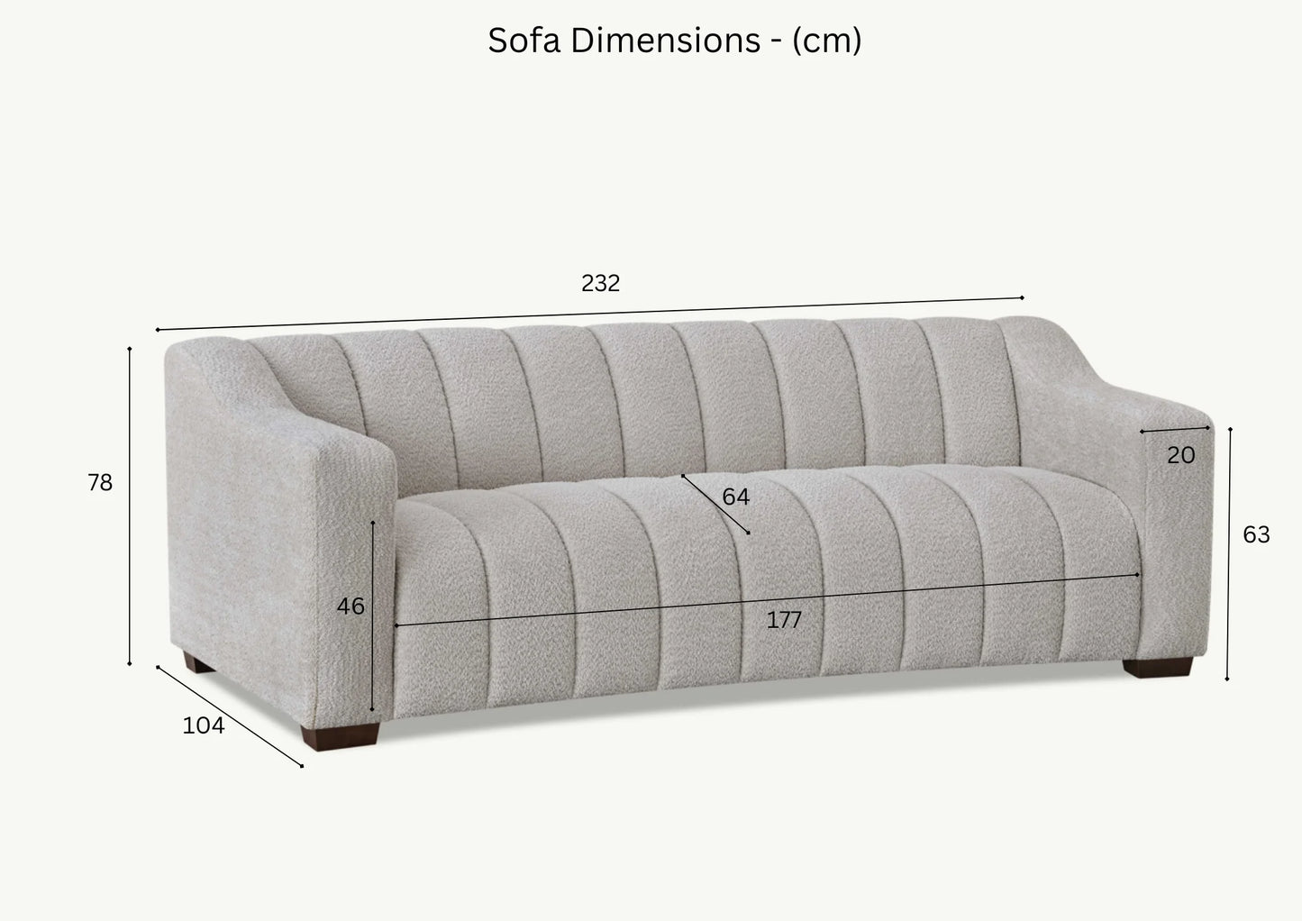 The Estelle 3 Seater Sofa in Iron Boucle