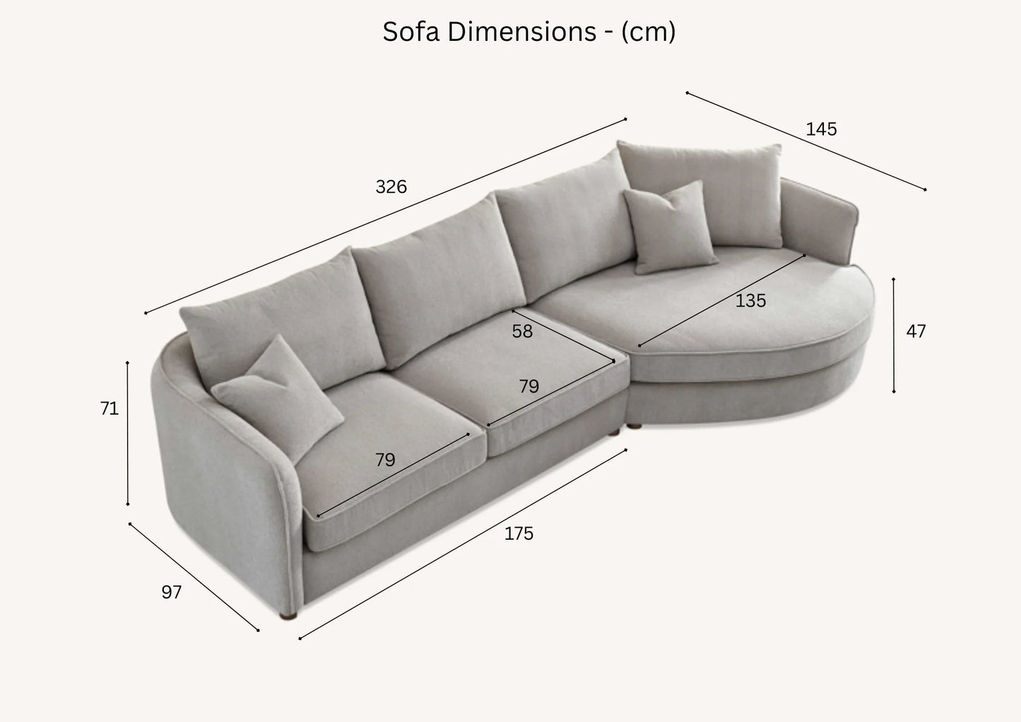 The Sienna Corner Chaise Sofa in Pebble Boucle