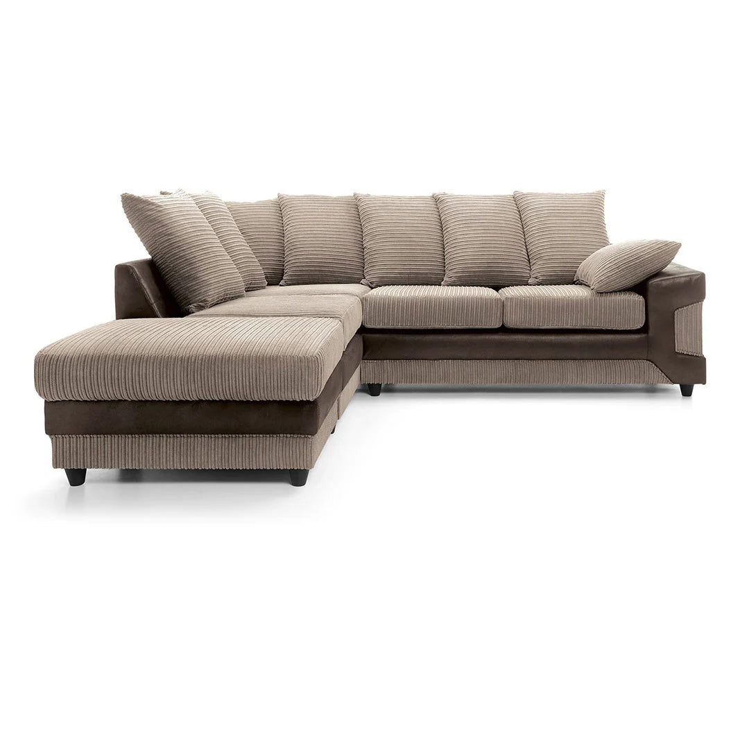 Dino Corner Beige & Brown Cord Sofa