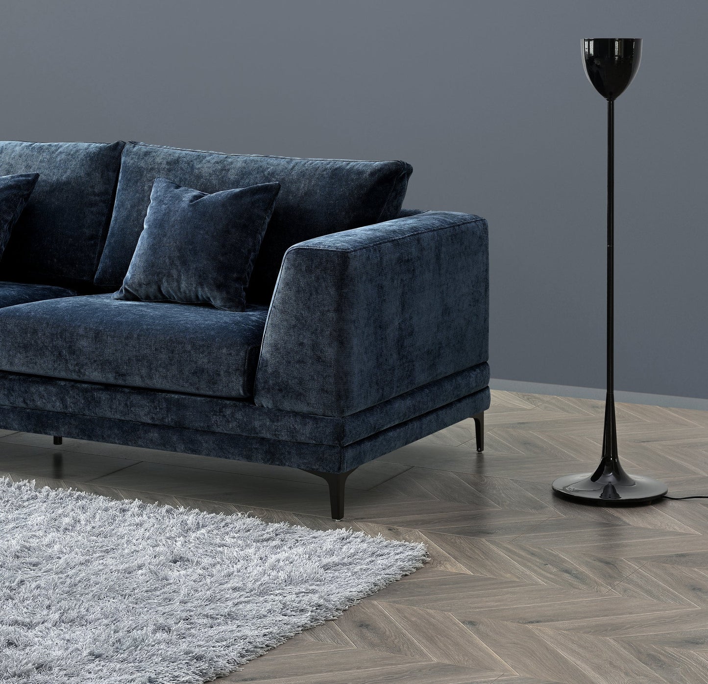 The Odessa Sofa Range in Aegean Blue Velvet