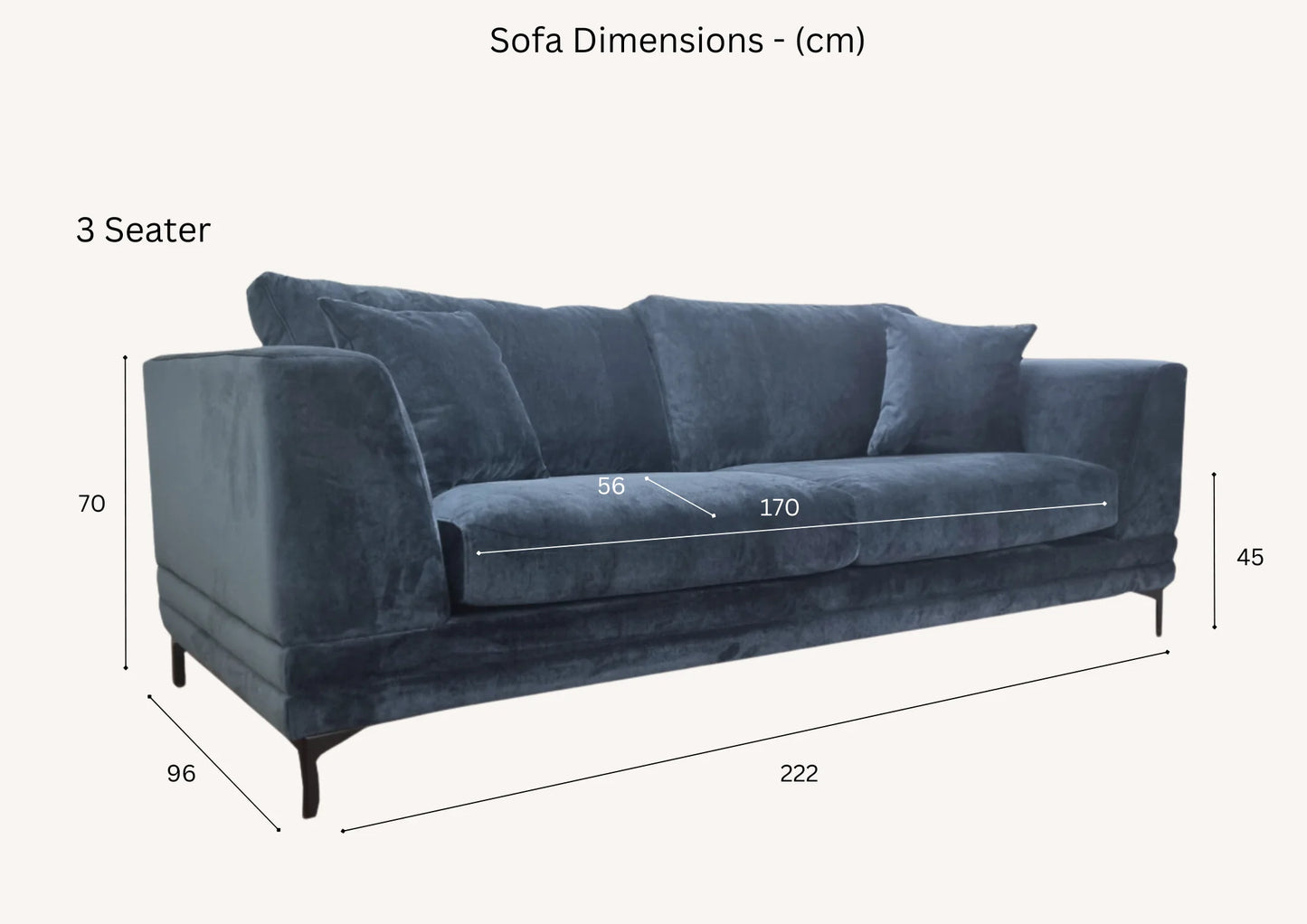 The Odessa Sofa Range in Aegean Blue Velvet
