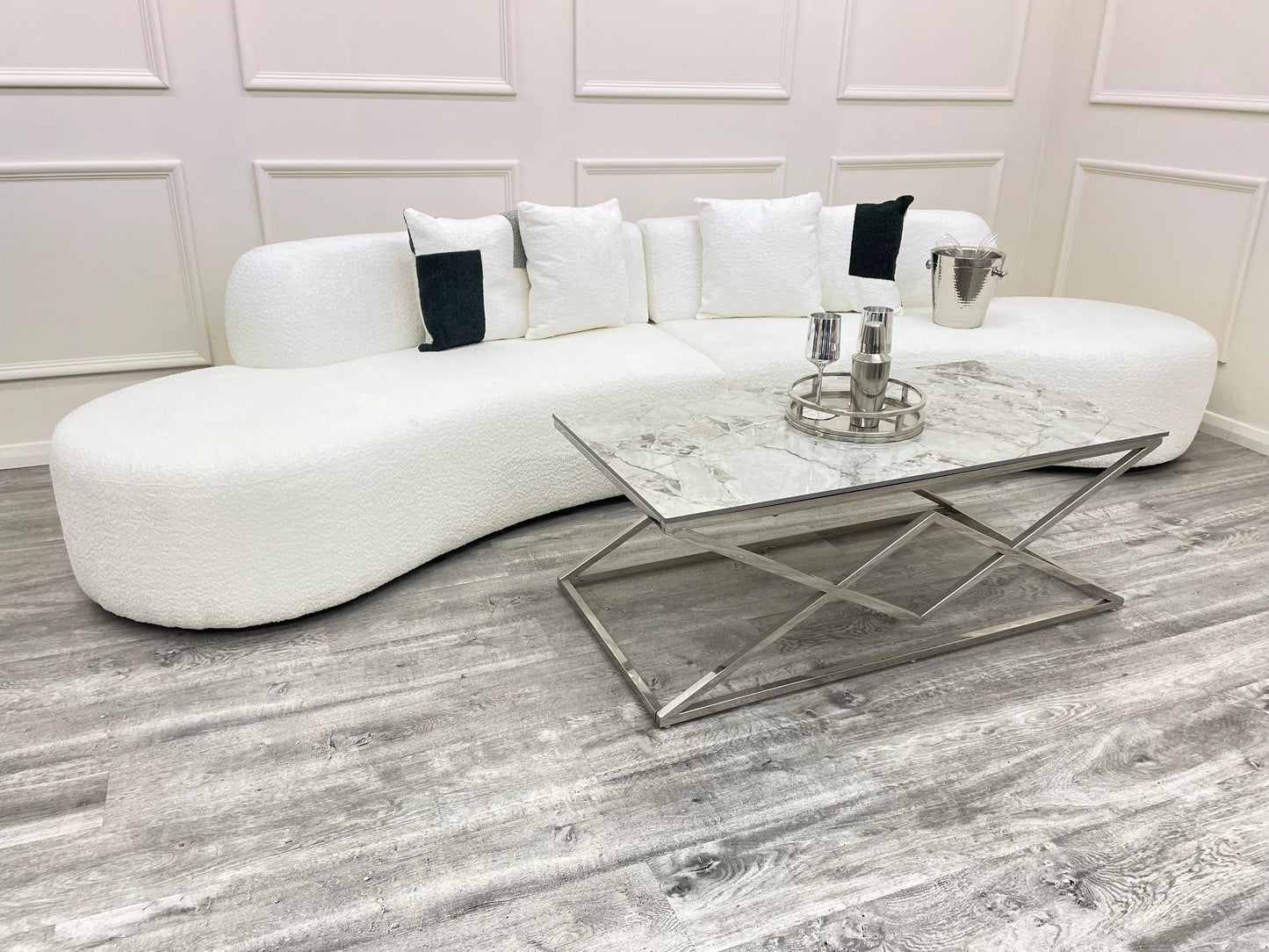 The Lucent Curved Cinema Boucle Sofa