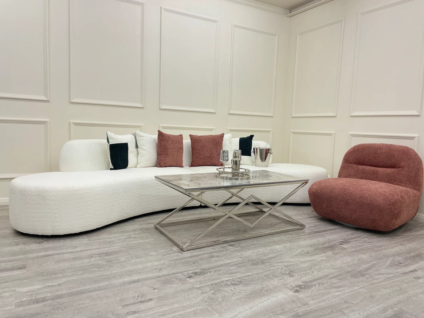 The Lucent Curved Cinema Boucle Sofa