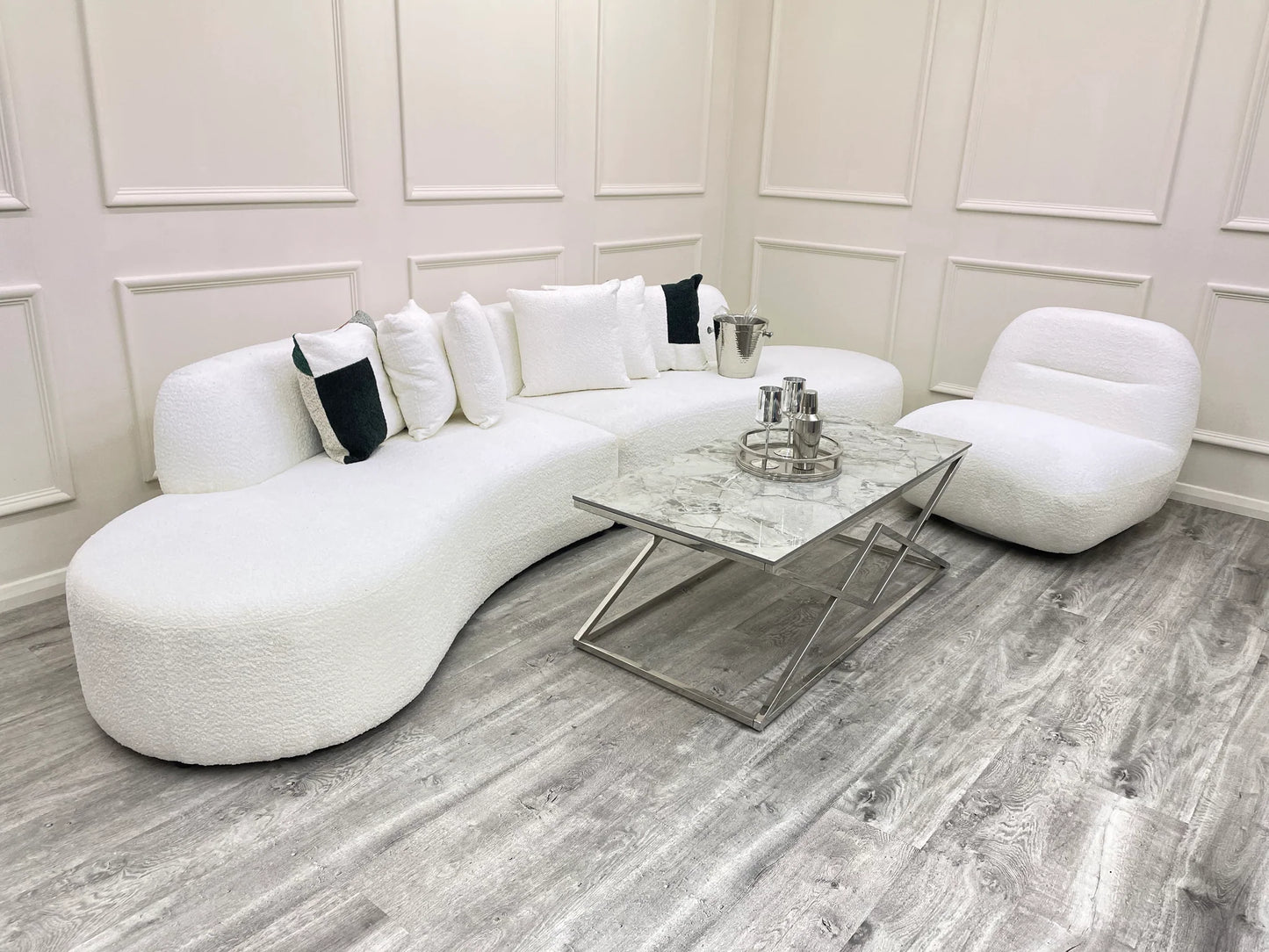 The Lucent Curved Cinema Boucle Sofa