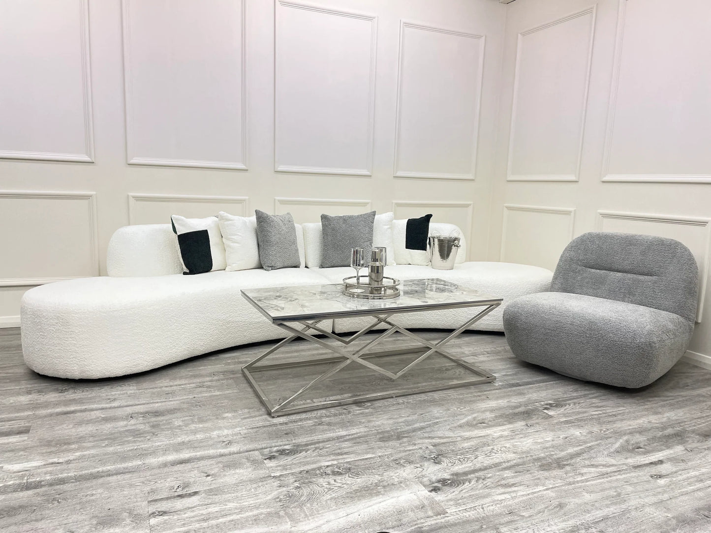 The Lucent Curved Cinema Boucle Sofa