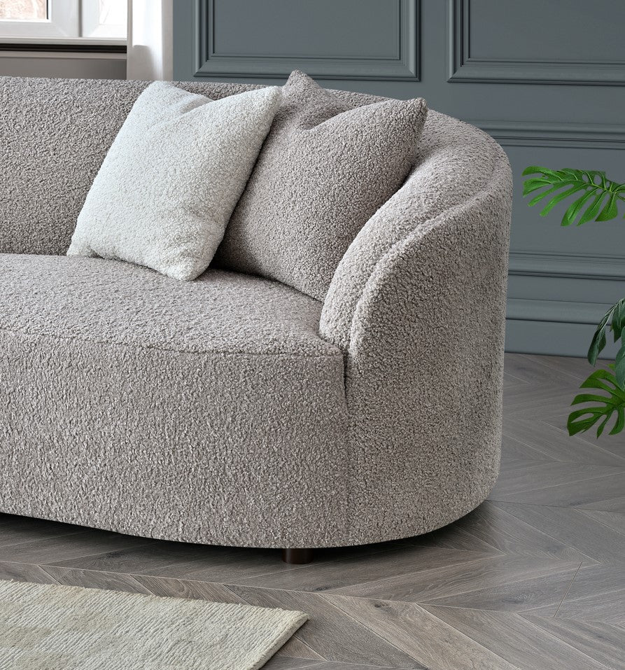 The Solene Sofa and Accent Chair in Latte Boucle