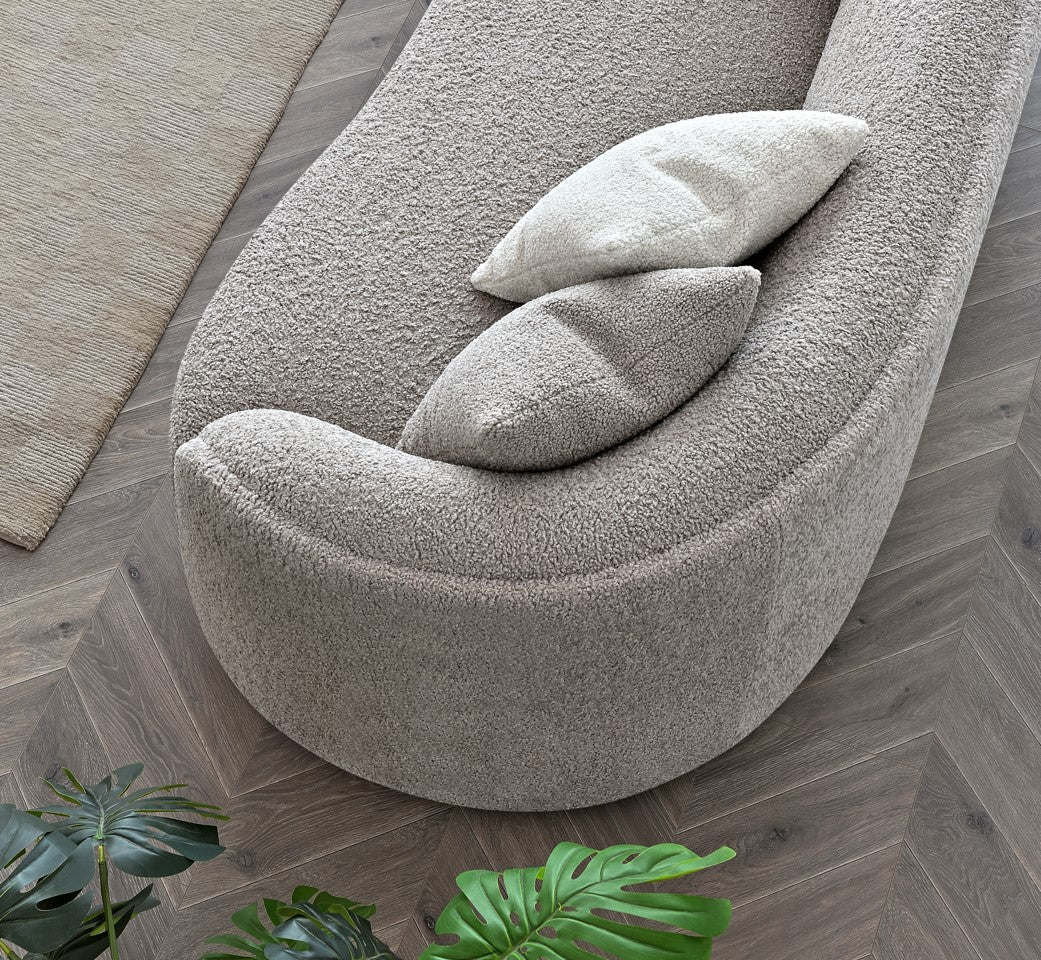 The Solene Sofa and Accent Chair in Latte Boucle