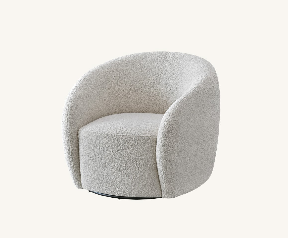 The Solene Sofa and Accent Chair in Latte Boucle