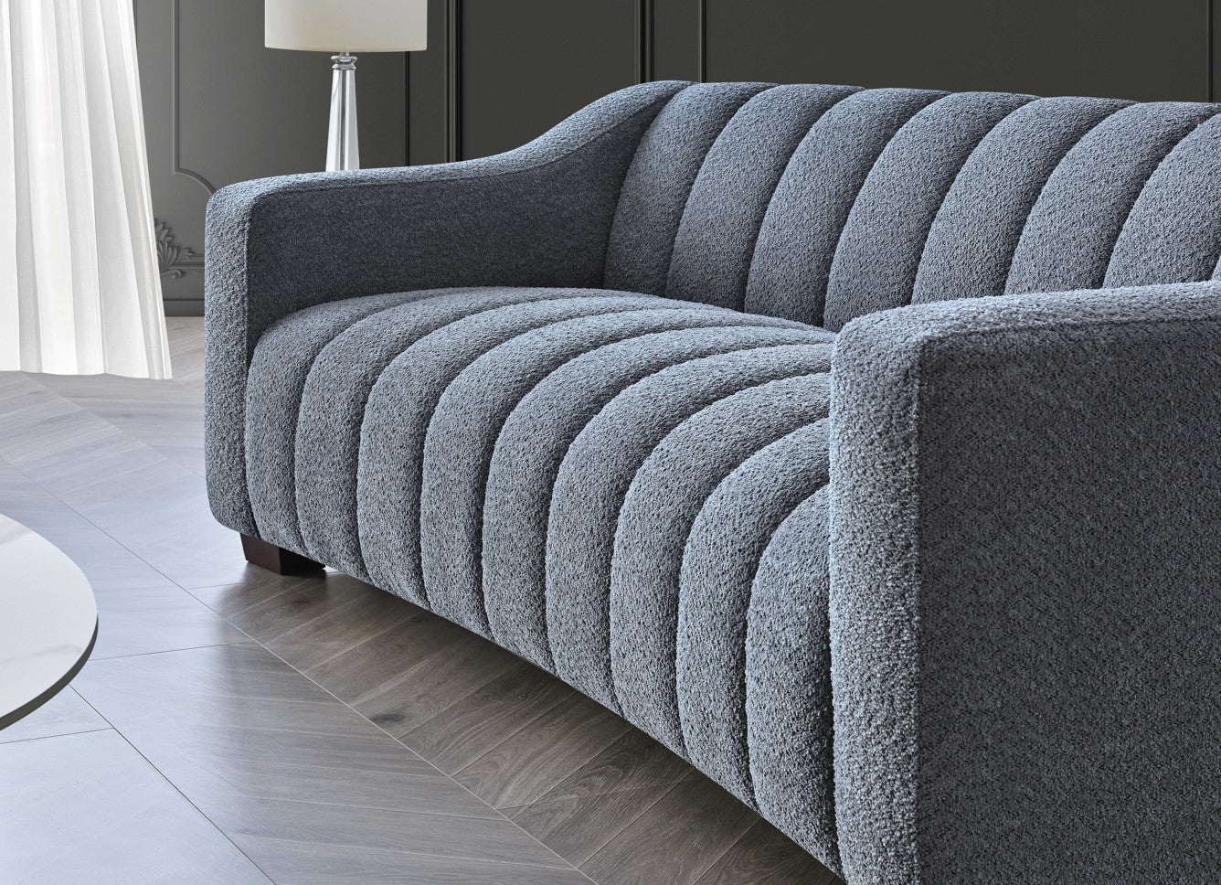 The Estelle 3 Seater Sofa in Iron Boucle