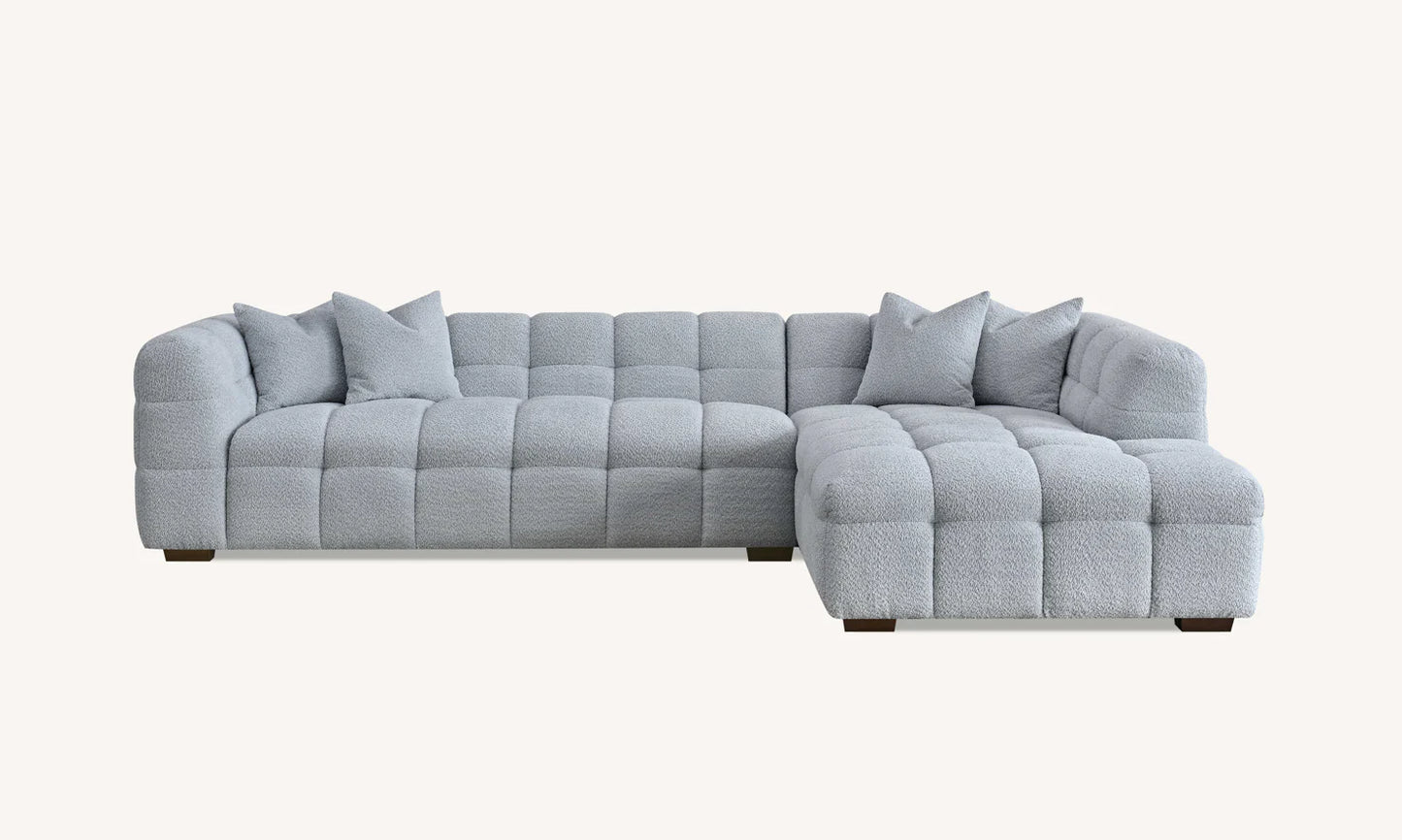The Luna Right Hand Corner Sofa in Pearl Boucle