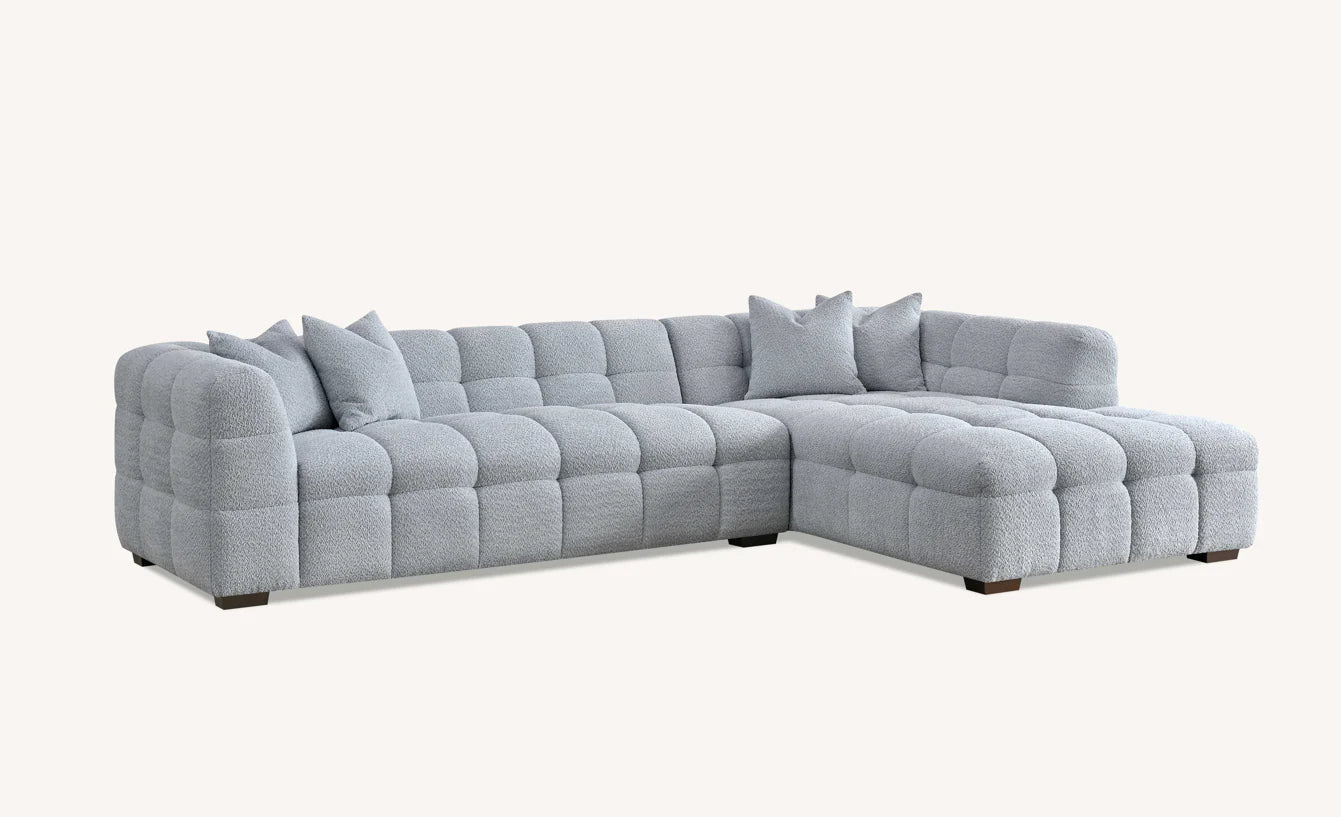 The Luna Right Hand Corner Sofa in Pearl Boucle