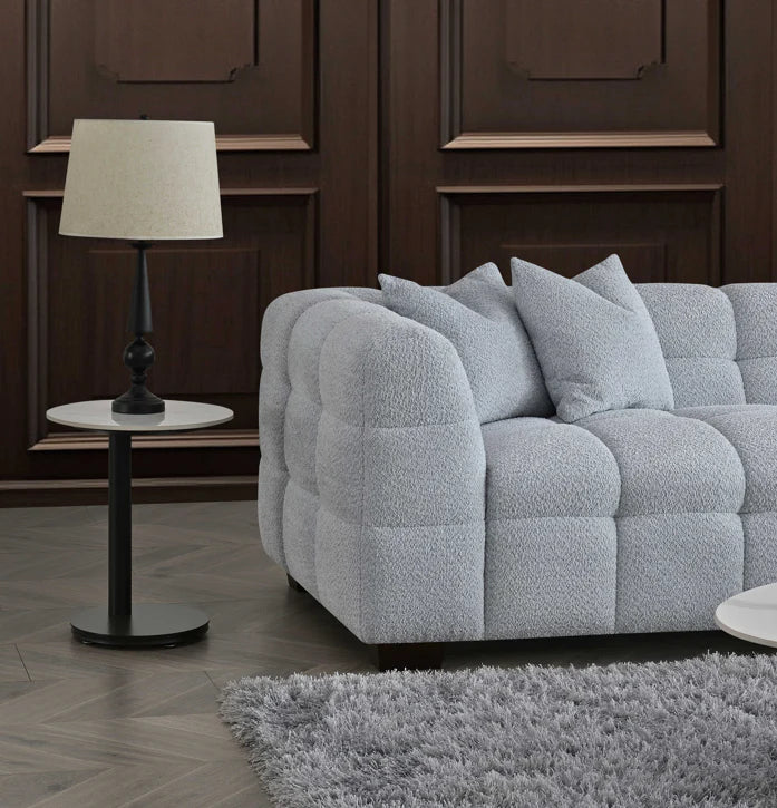 The Luna Right Hand Corner Sofa in Pearl Boucle