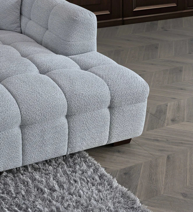 The Luna Right Hand Corner Sofa in Pearl Boucle