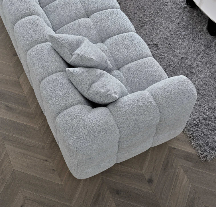 The Luna Right Hand Corner Sofa in Pearl Boucle