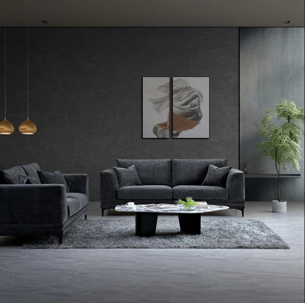 The Odessa Sofa Range in Steel Velvet