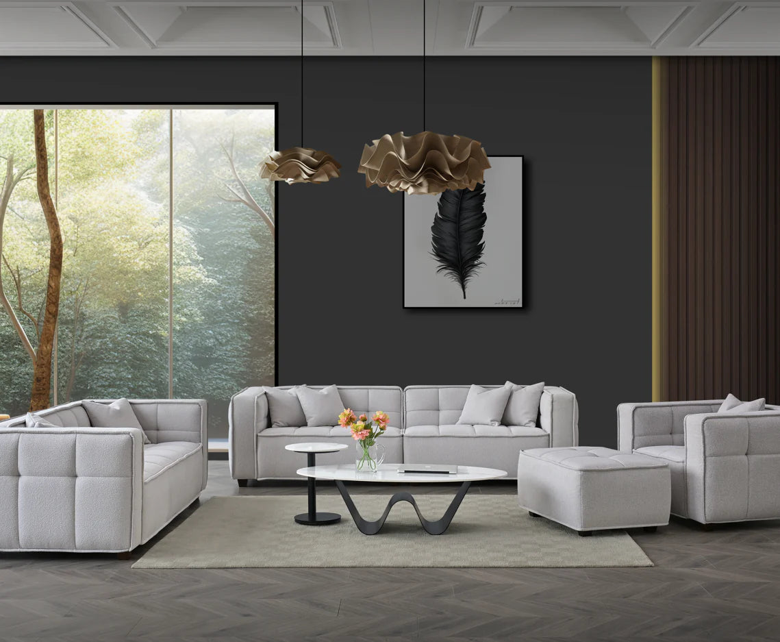 The Corbin Sofa Range in Putty Boucle Fabric