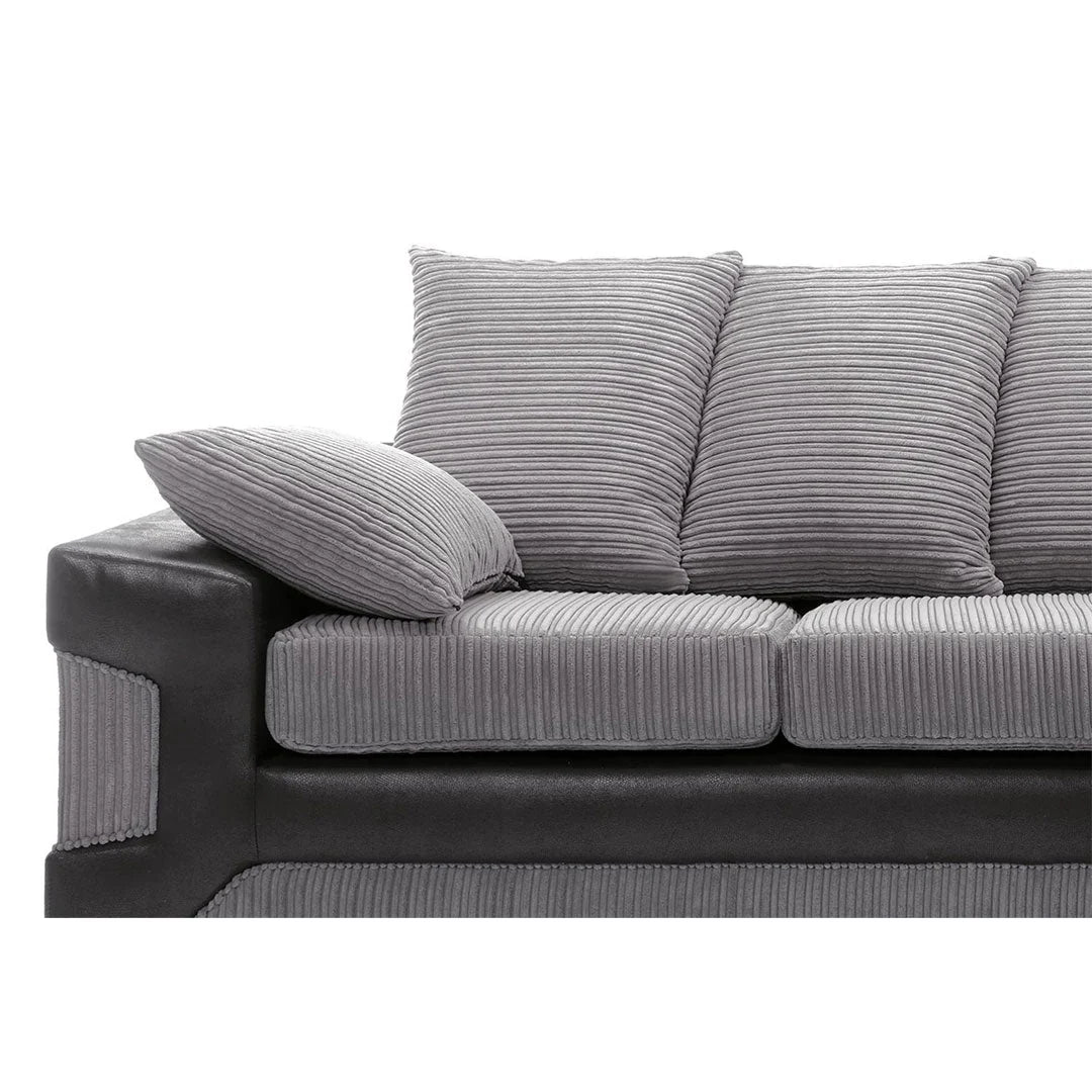 Dino Corner Grey & Black Cord Sofa