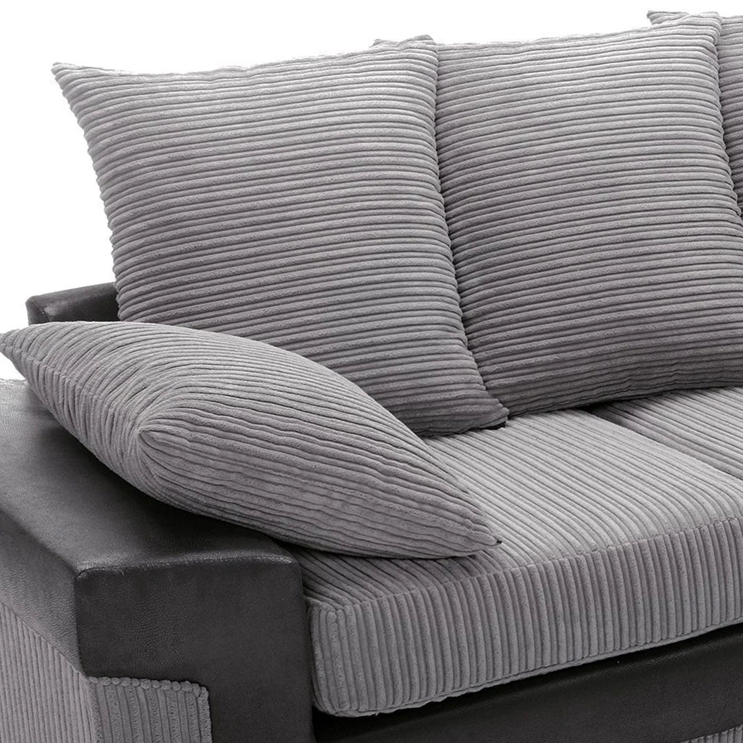 Dino Corner Grey & Black Cord Sofa