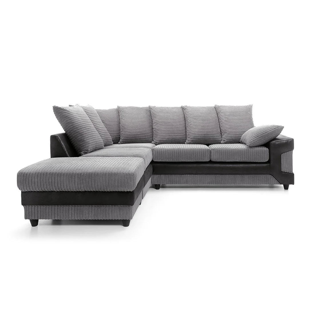 Dino Corner Grey & Black Cord Sofa