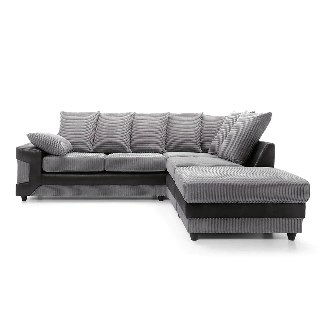Dino Corner Grey & Black Cord Sofa