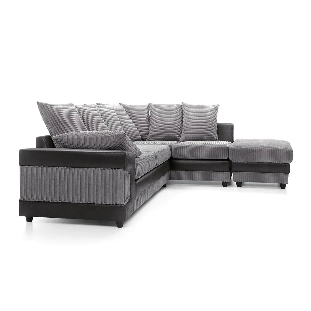 Dino Corner Grey & Black Cord Sofa