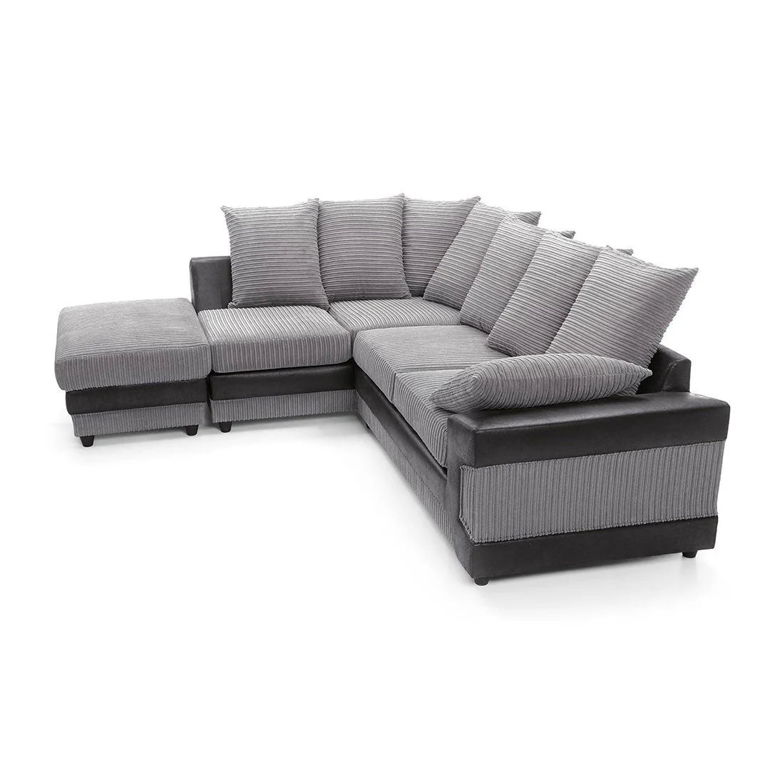 Dino Corner Grey & Black Cord Sofa