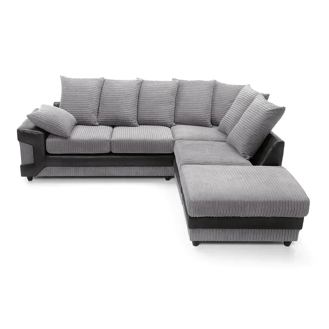 Dino Corner Grey & Black Cord Sofa