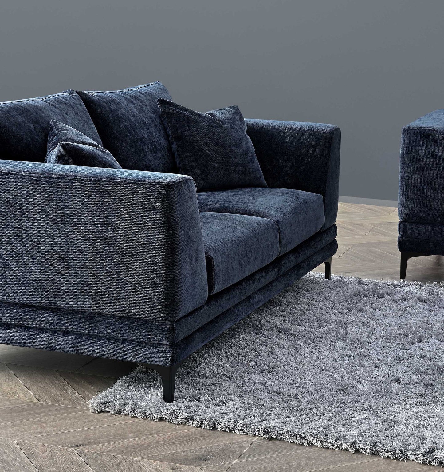 The Odessa Sofa Range in Aegean Blue Velvet