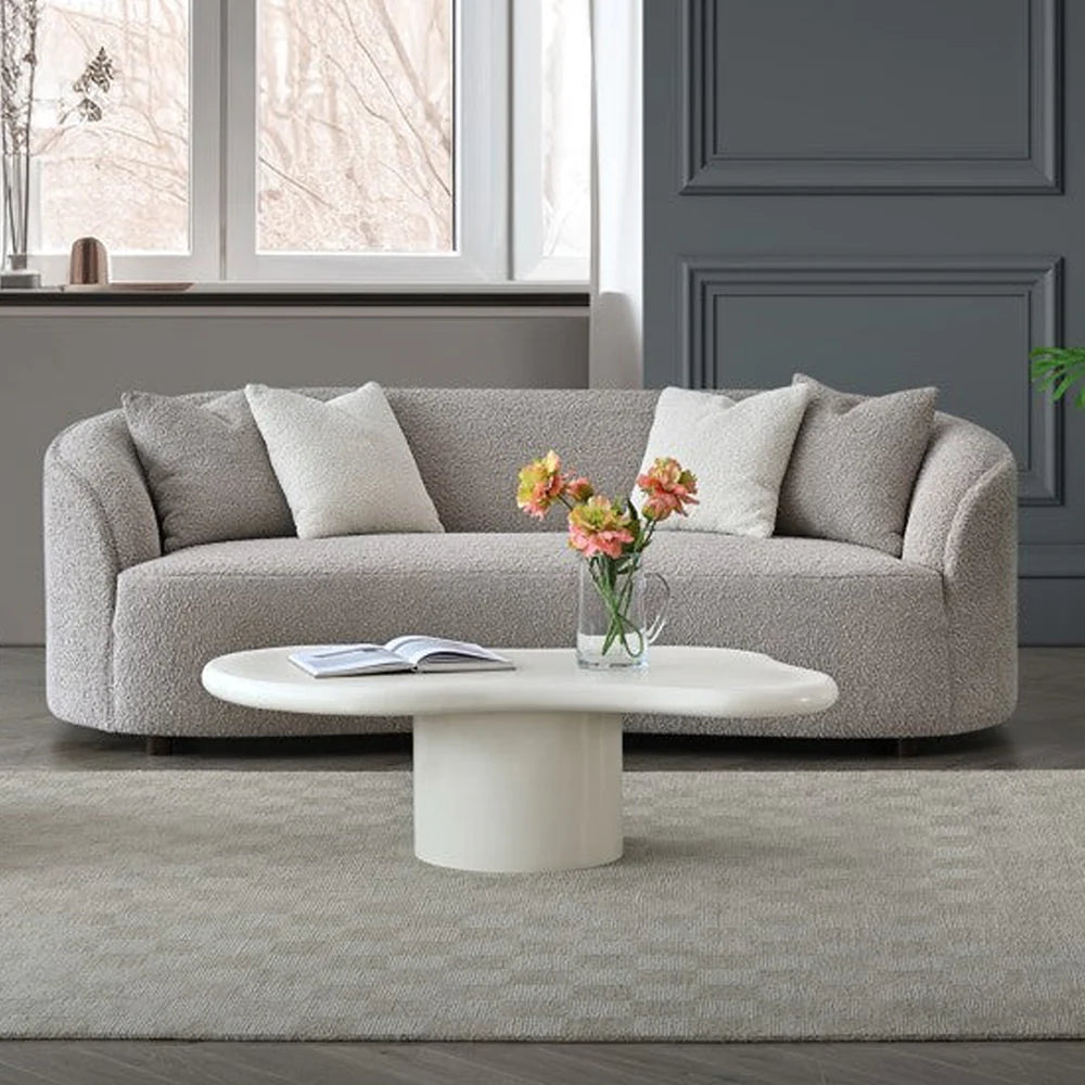 The Solene Sofa and Accent Chair in Latte Boucle