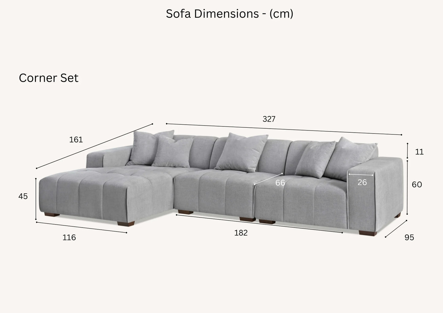 The Arlo Left Hand Corner Group in Cloudy Grey Boucle