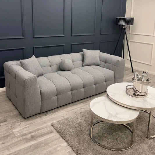 The Luna 3 Seater Sofa in Grey Boucle