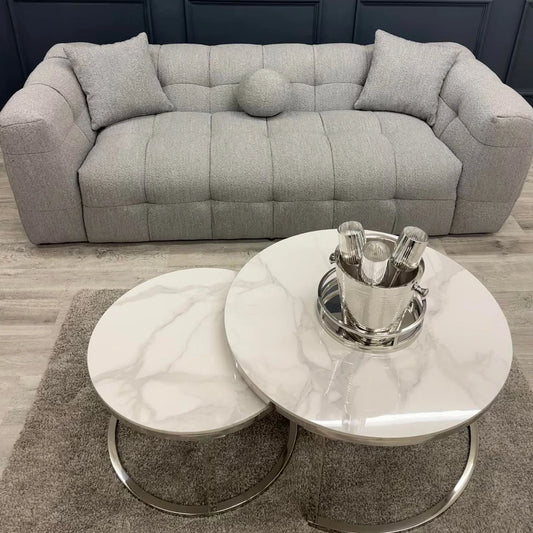 The Luna 3 Seater Sofa in Grey Boucle