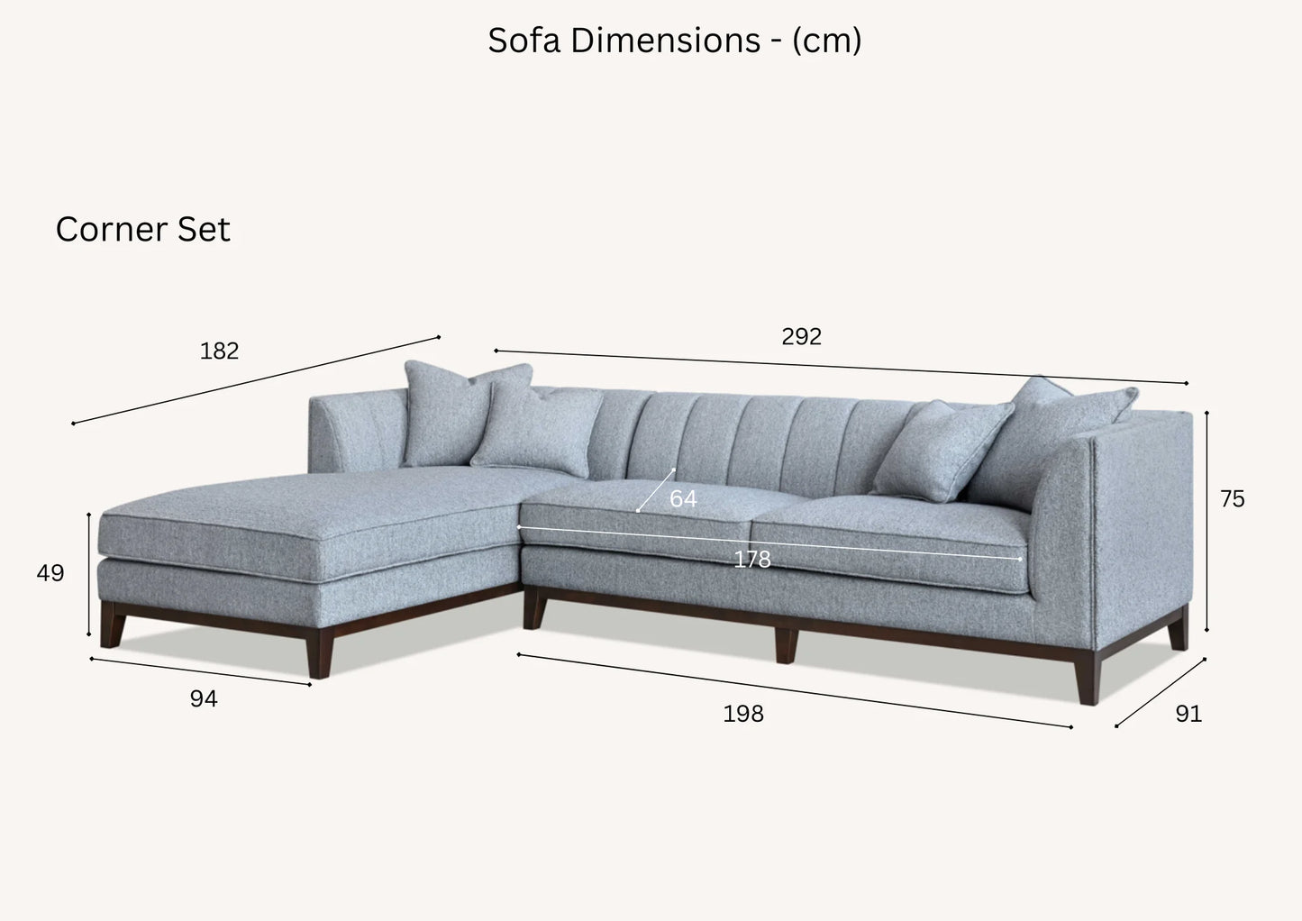 The Isla Left Hand Corner Sofa in Dolphin Boucle