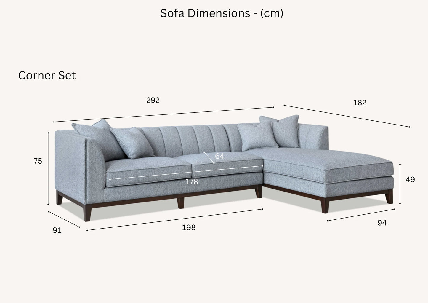 The Isla Right Hand Corner Sofa in Dolphin Boucle