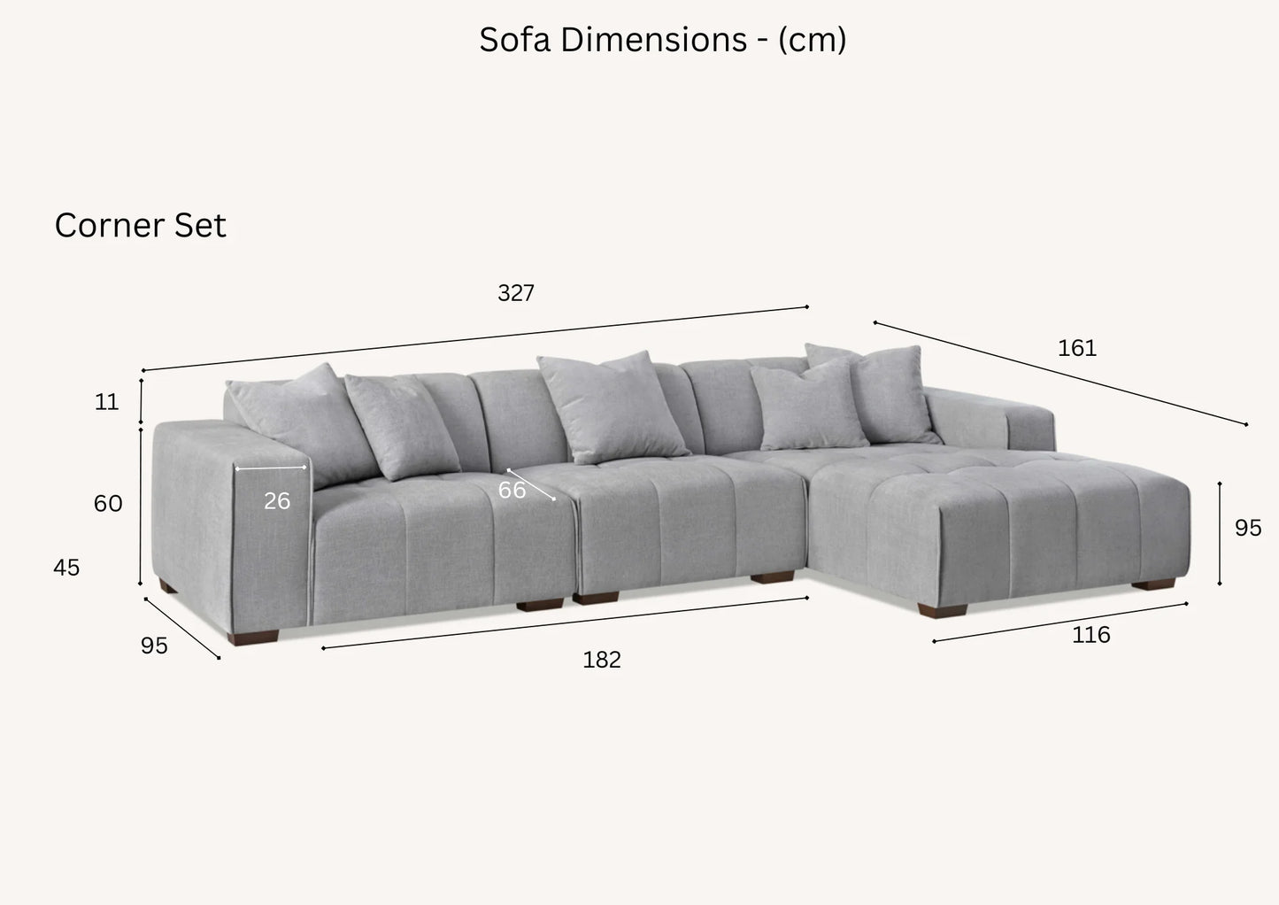 The Arlo Right Hand Corner Group in Cloudy Grey Boucle