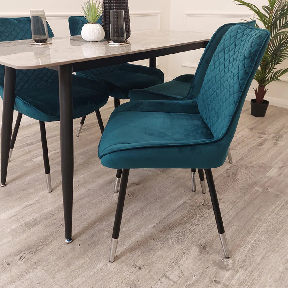 The Elen with 4 Brielle Navy Blue Chairs