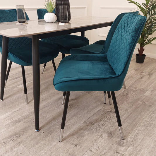 The Elen with 4 Brielle Navy Blue Chairs