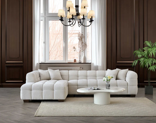 The Luna Left Hand Corner Sofa in Oatmeal Boucle
