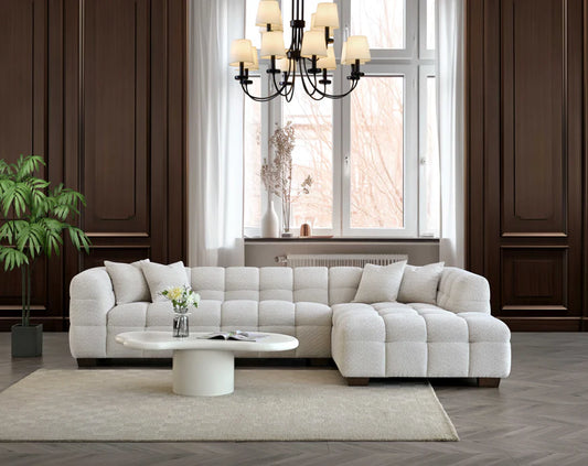 The Luna Right Hand Corner Sofa in Oatmeal Boucle