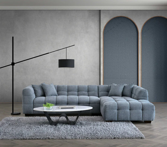The Luna Right Hand Corner Sofa in Iron Boucle