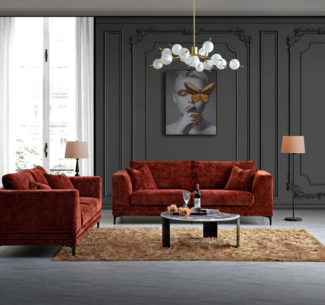 The Odessa Sofa Range in Rust Velvet