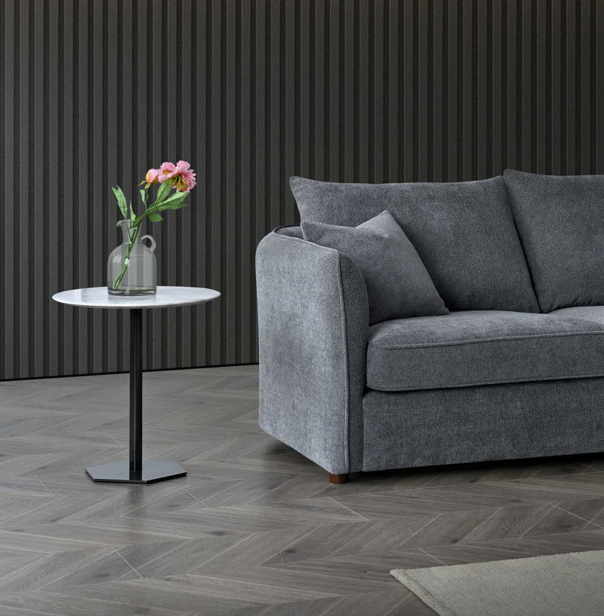 The Sienna Corner Chaise Sofa in Charcoal Boucle