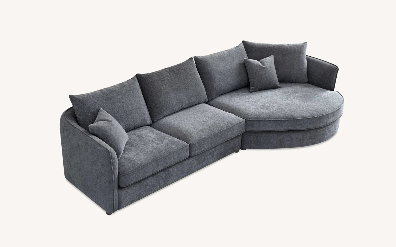The Sienna Corner Chaise Sofa in Charcoal Boucle