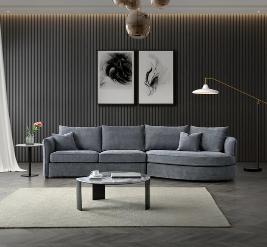 The Sienna Corner Chaise Sofa in Charcoal Boucle